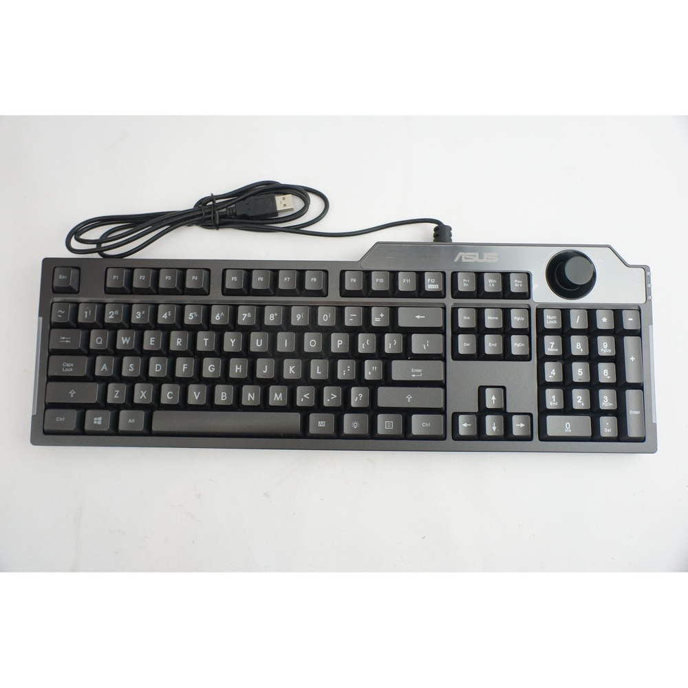 ASUS G01 KB Wired Keyboard PC Mac Grey Volume Dial Excellent